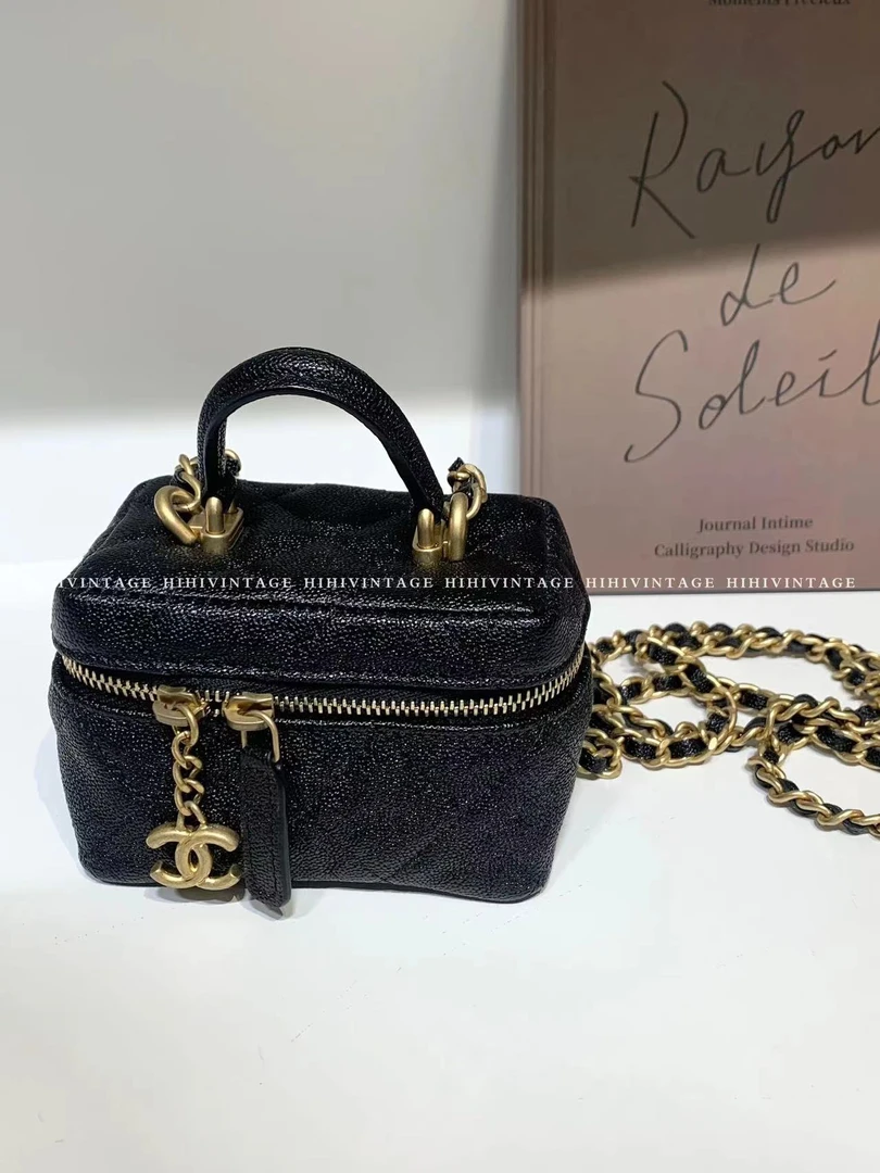 99新  HIHI/Chanel 黑金鱼子酱mini小盒子链条包/9055020