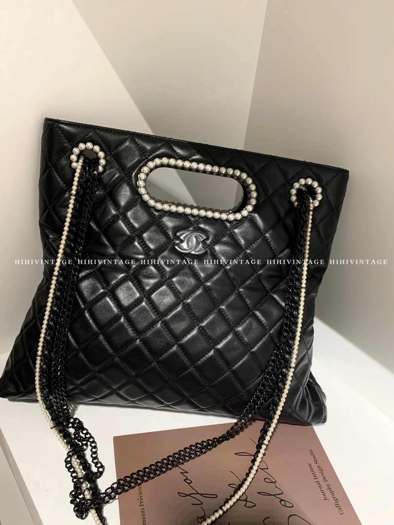 99新 Chanel/香奈儿 HIHI/黑色威斯敏斯特珍珠皮穿链31bag6638197