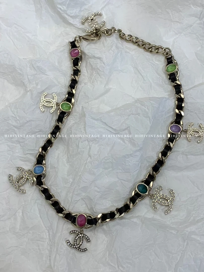 99新 Chanel/香奈儿 20C多彩琉璃皮穿链双C珍珠镶钻项链5078345