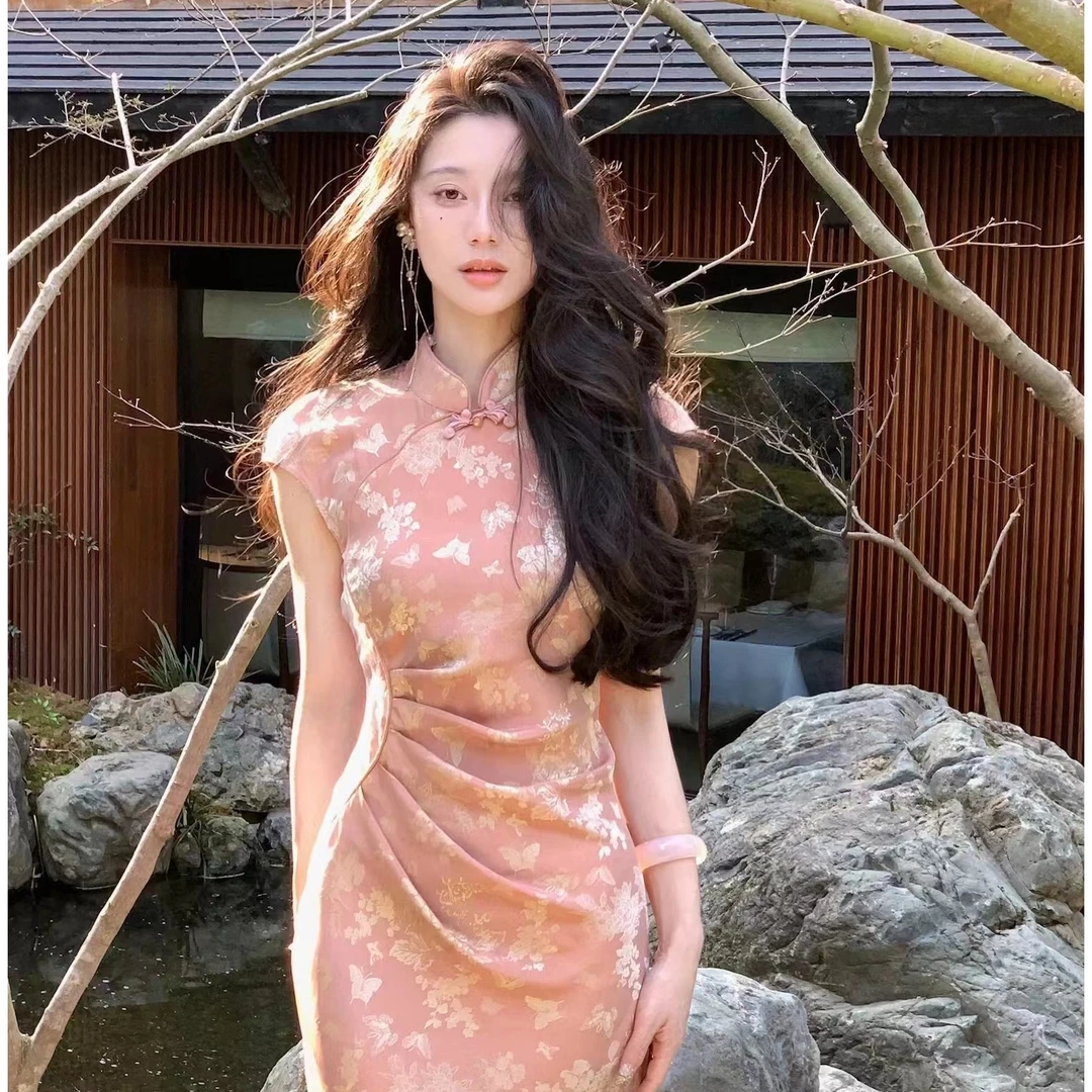 国风旗袍年轻款少女复古改良气质收腰优雅修身性感新中式连衣裙夏
