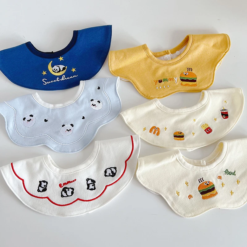 ins韩版秋季新款棉质婴儿围嘴刺绣围兜宝宝口水巾男童女童口水兜