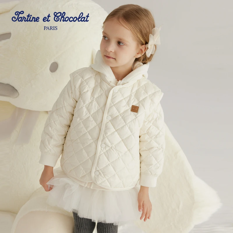 TC法国巧克力童装24冬男女童连帽羽绒服马甲两件CIJDE4931T