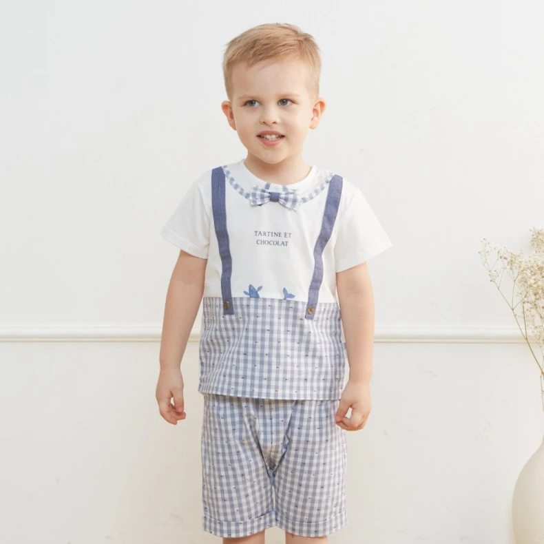 tartineetchocolat巧克力男童套装T恤夏学院风两件套CICZC2511B