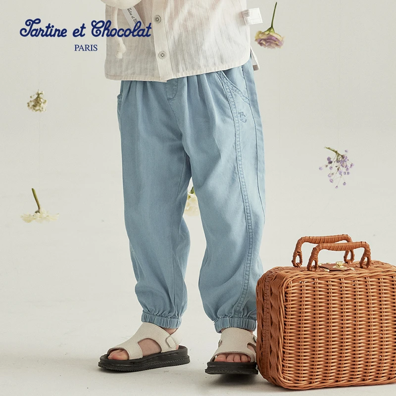 【天丝】TC法国巧克力童装夏J季休闲透气长裤