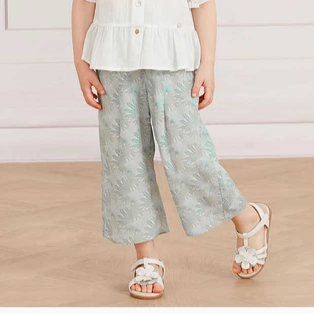 tartineetchocolat法国巧克力女童裤子度假风阔腿裤CITAD2541K