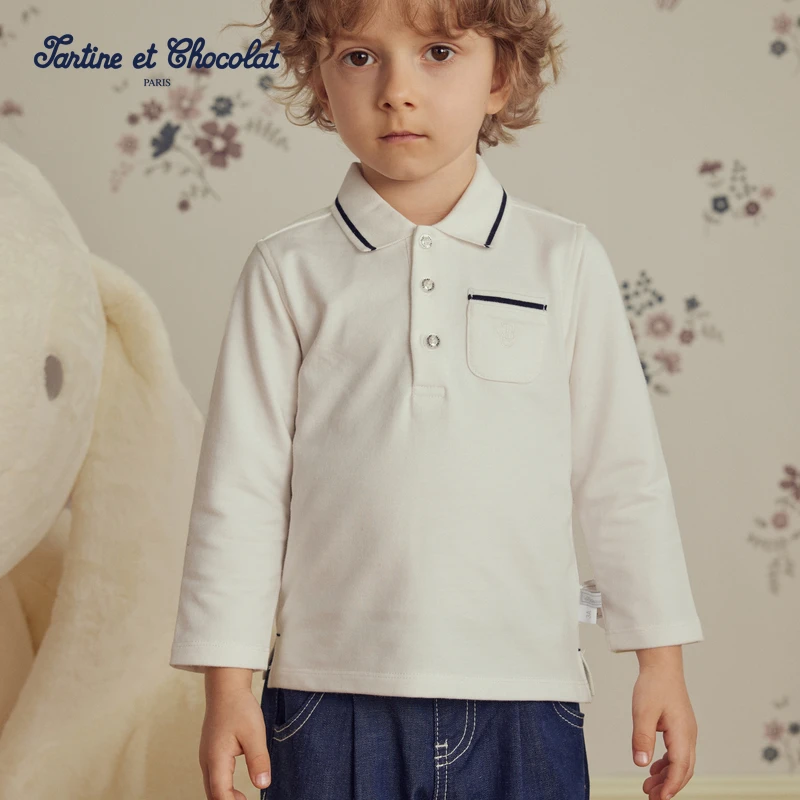 TC法国巧克力童装24年秋季男童长袖polo衫T恤CILWE3812A