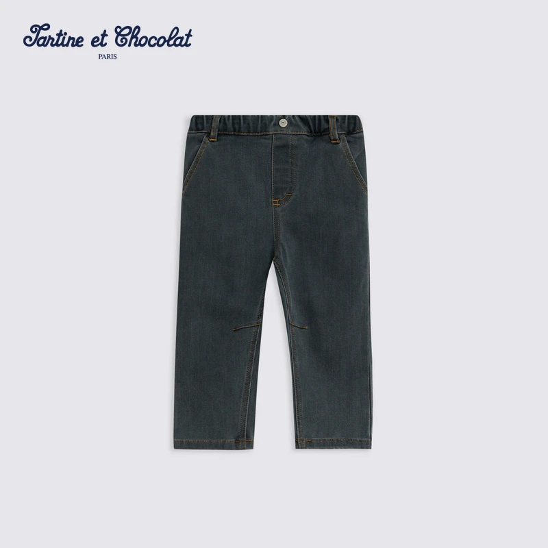 TC法国巧克力童装24秋冬新款男童加绒牛仔长裤CITJE4C11K