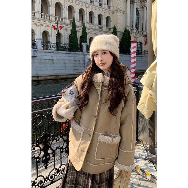 现货青苍 马西西微胖大码【曼哈顿之冬】正反两穿 皮毛一体外套