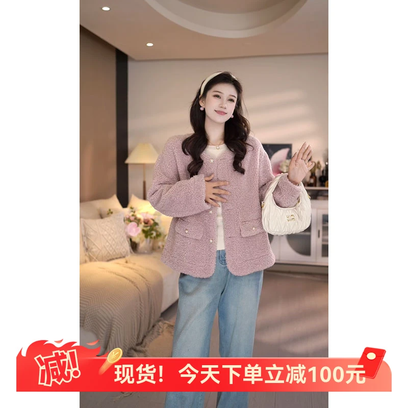 现货 肉肉马西西微胖大码【松茶可可】秋冬显瘦显薄皮毛一体外套