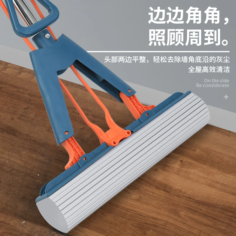 新款胶棉吸水拖把家用双头吸水一拖净海绵懒人免手洗对折挤水棉头