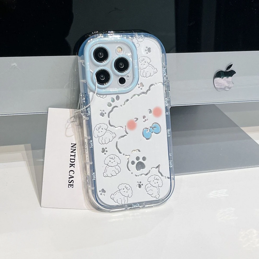 羽纱线条小狗iPhone15/14plus苹果13手机壳vivo荣耀90OPPO红米k70
