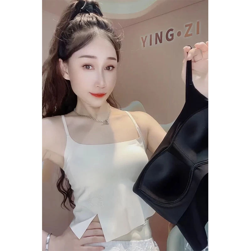 2024新款内搭外穿国风无痕透气美背一体打底吊带背心女带胸垫夏季