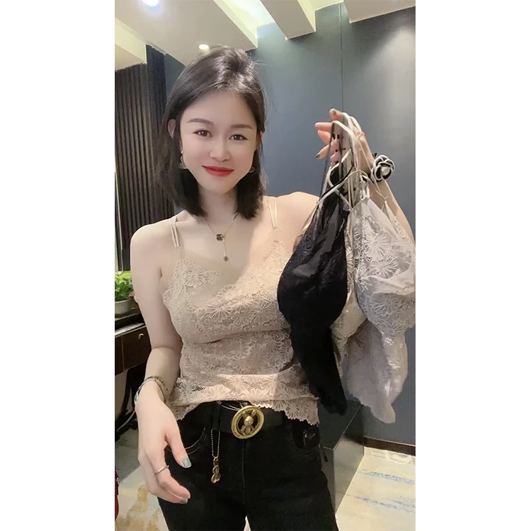 2023新款蕾丝女人味百搭时尚吊带美背上衣女