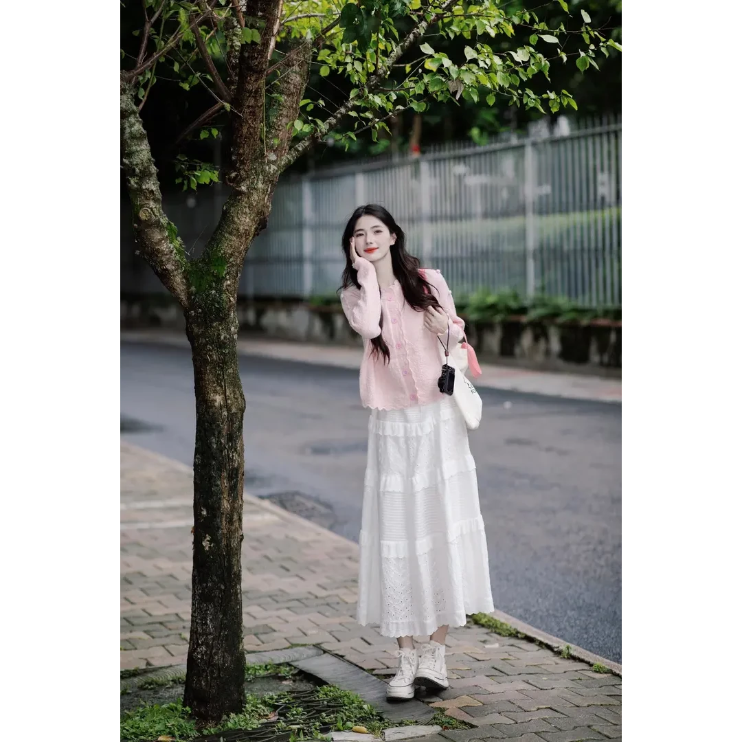 2025春季一整套女气质甜美风针织开衫上衣显瘦百搭半身裙两件套女