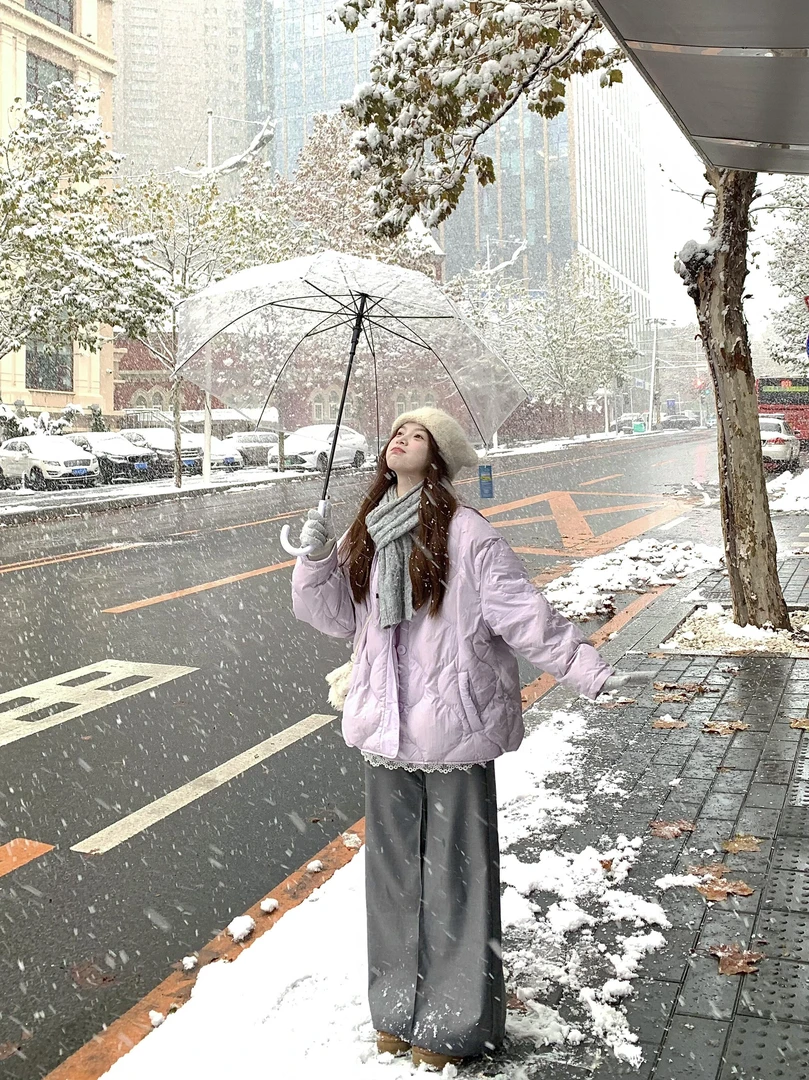 冬季搭配一整套韩系穿搭加厚保暖棉服外套百搭直筒休闲裤两件套女