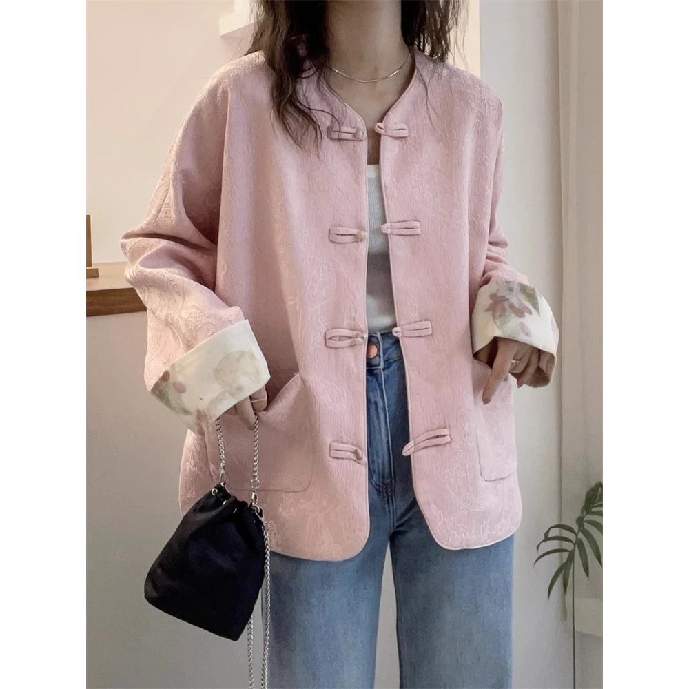 欧货大码女装轻国风短外套女春季新款胖MM洋气显瘦新中式开衫上衣