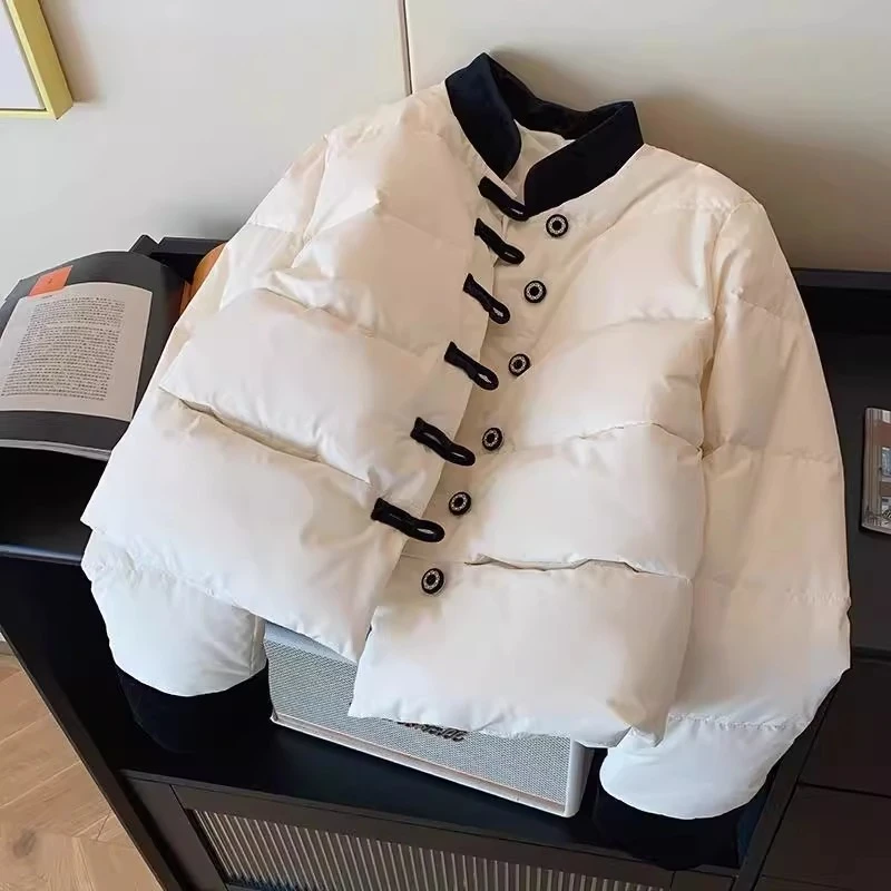 大码胖mm新中式国风盘扣棉服女冬季2024新款高级感加厚棉衣短外套