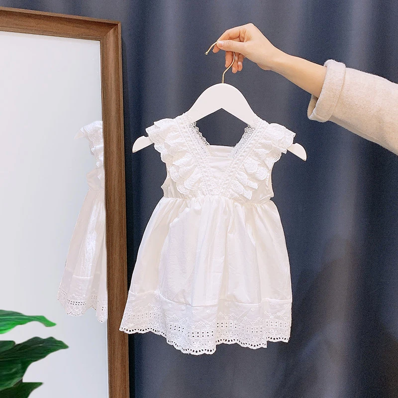 2545女童连衣裙夏薄款女宝宝白色韩版公主吊带背心裙洋气童装小童