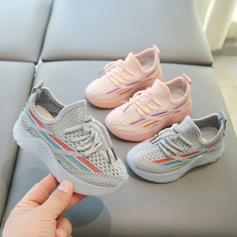 2024春秋新款1-3-7岁儿童运动鞋透气软底飞织网鞋男女宝宝学步鞋