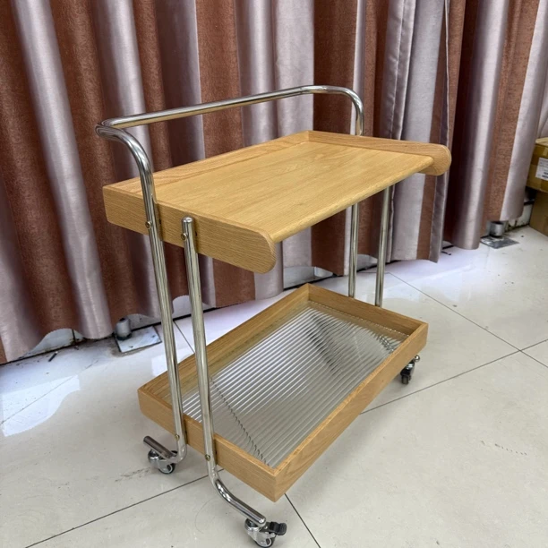 不锈钢小推车架子旁移动小边几轻奢双层储物可移动家用手推简易