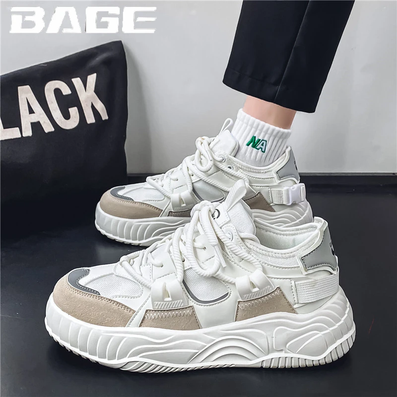 八哥爆款男鞋2024新款秋季潮流百搭休闲厚底增高男士运动老爹潮鞋