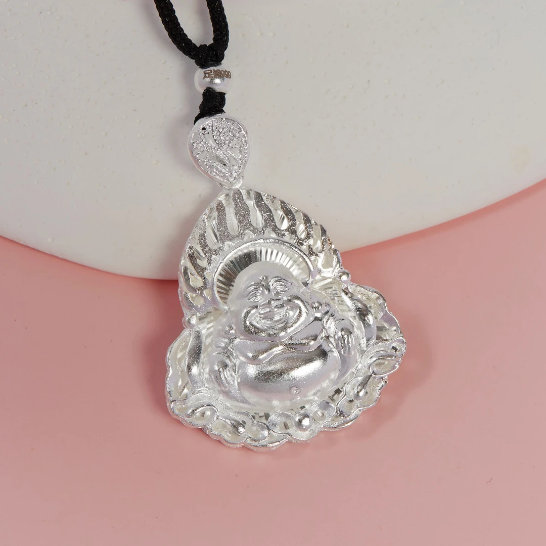 足银银制品 足银银制品 999吊坠银吊坠 弥勒佛 总重量11克