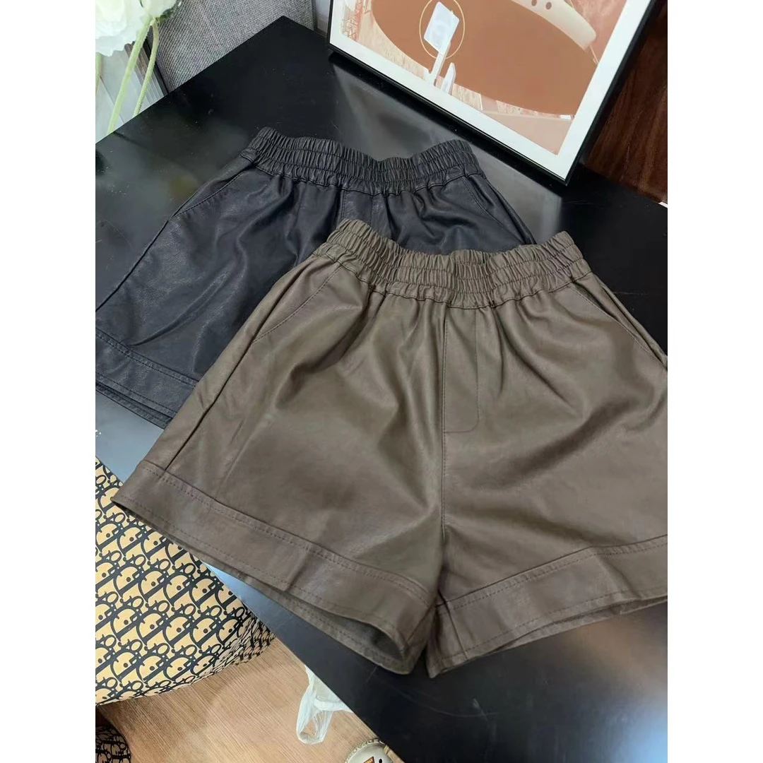 「韵味伊人」小个子定制 韩系百搭蛋白皮短裤#YWYR719