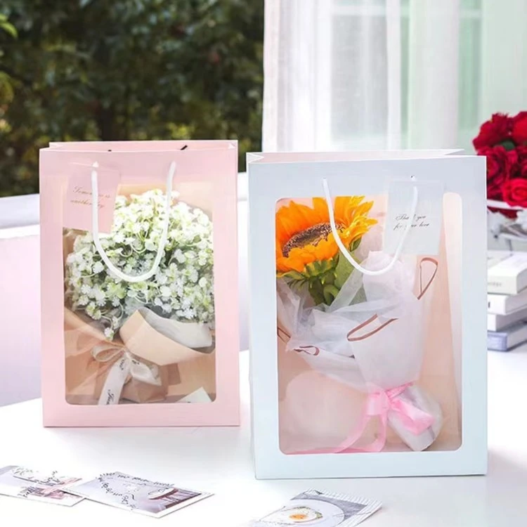 小花束开窗手提袋一包10