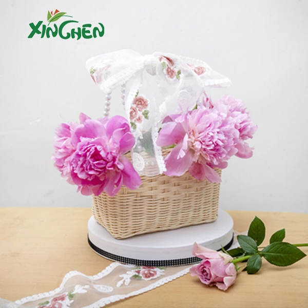 竹藤编珠珠田园风手提鲜花篮装饰筐花店资材欣辰鲜花包装材料