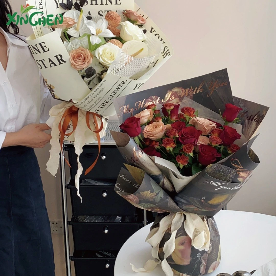 油画风花艺包装纸  花店包装材料   1包10张
