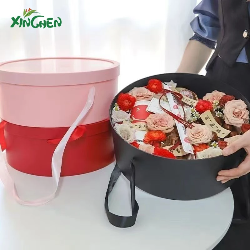 塑料防水礼盒系列大圆形手提入冬四件套水果鲜花插花礼盒子