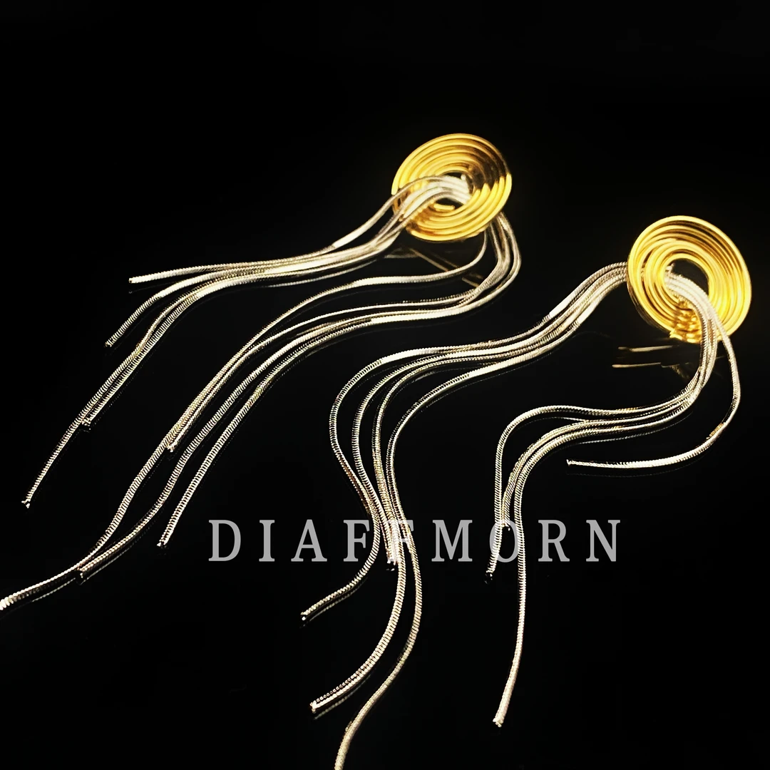 铜合金耳饰 YinMan〖一轮心动〗设计师款撞色流苏耳环