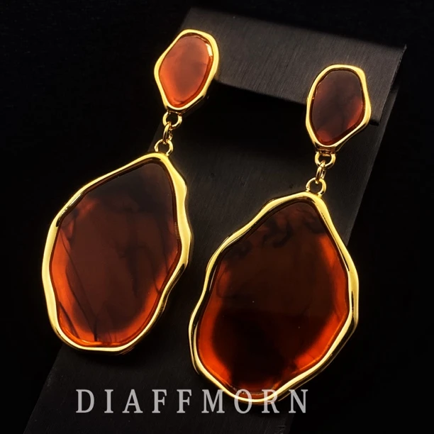 铜合金树脂耳饰 YinMan〖秋意阑珊〗复古法式轻奢气质时尚耳环