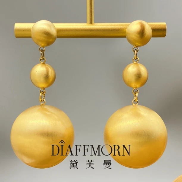 铜合金耳饰 D.F.M 重工版手工拉丝球耳环