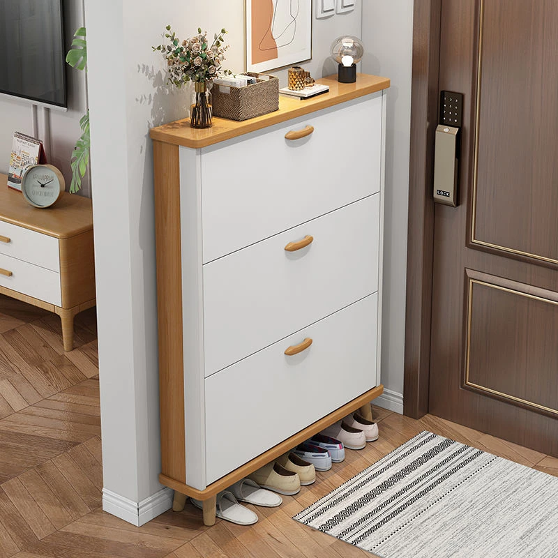 新疆包邮北欧超薄鞋柜家用门口进门靠墙翻斗玄关柜小户型窄收纳实