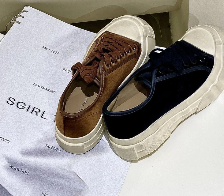 SGIRL「C3J3256」2024秋新款绒面帆布鞋复古设计百搭休闲厚底单鞋女