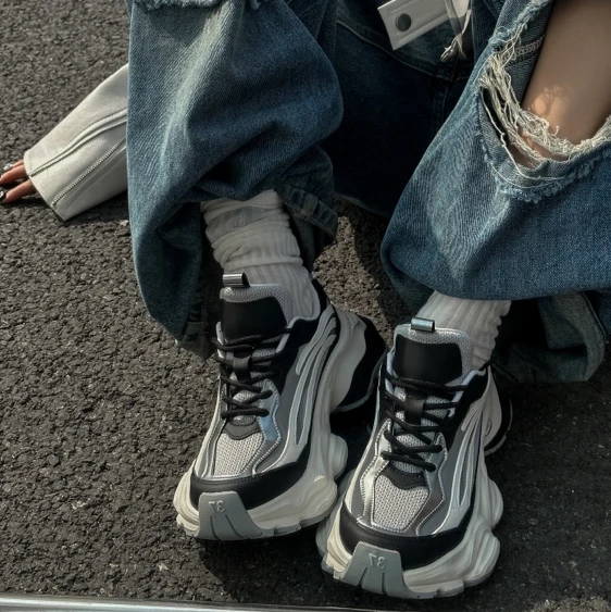 SGIRL「A799-12」厚底老爹鞋女2024新款网面透气运动鞋增高百搭女鞋