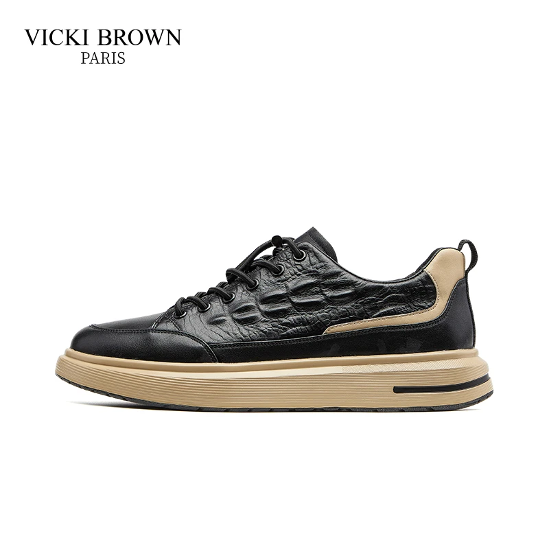 法国VICKI BROWN 男士时尚轻奢潮流休闲皮鞋鳄鱼纹男鞋VBZC96042