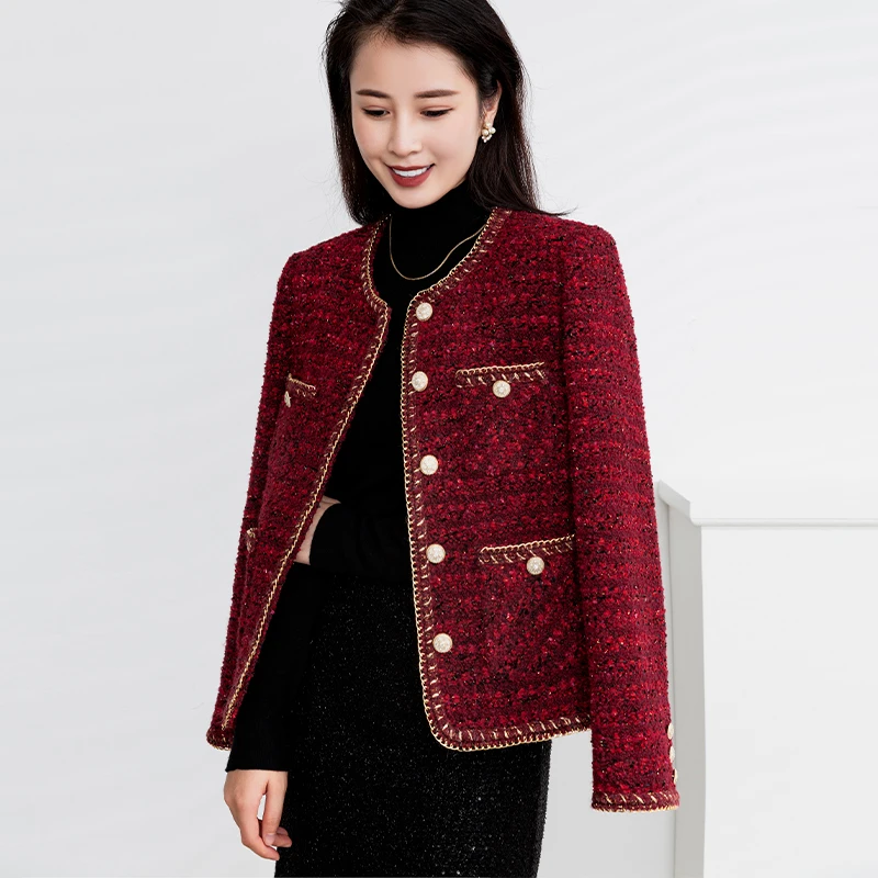 【iditto品牌】秋冬安可拉红小香风编织高级感气质修身轻奢外套