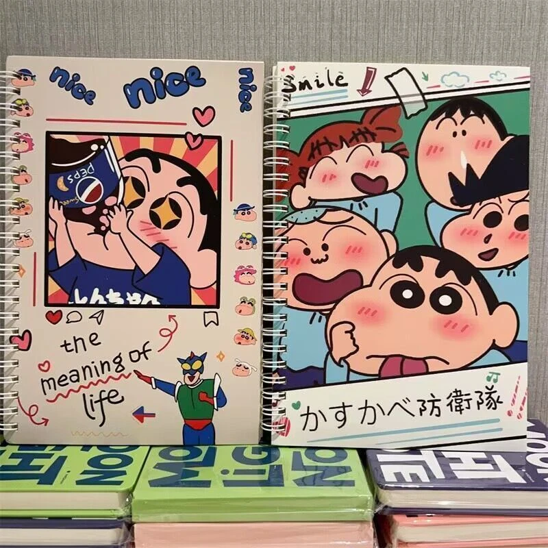 本子ins高颜值A5线圈本可爱蜡笔小新卡通线圈本加厚初高中横线本