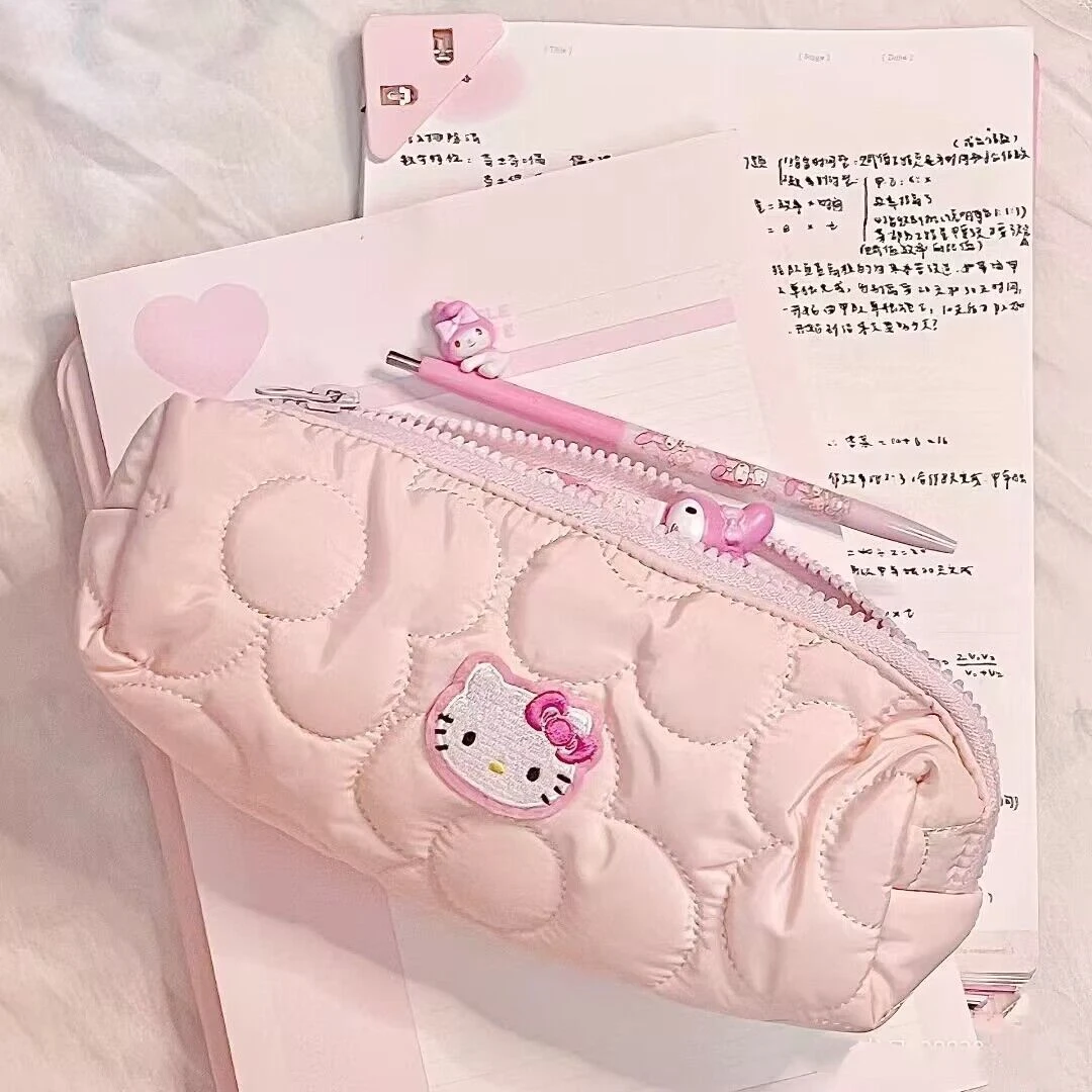 新款刺绣kt猫笔袋ins日系高颜值文具袋女学生卡通大容量铅笔盒