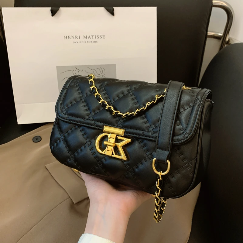 小香包女包菱格链条包2024新款包包女款高级斜挎包潮大容量单肩包