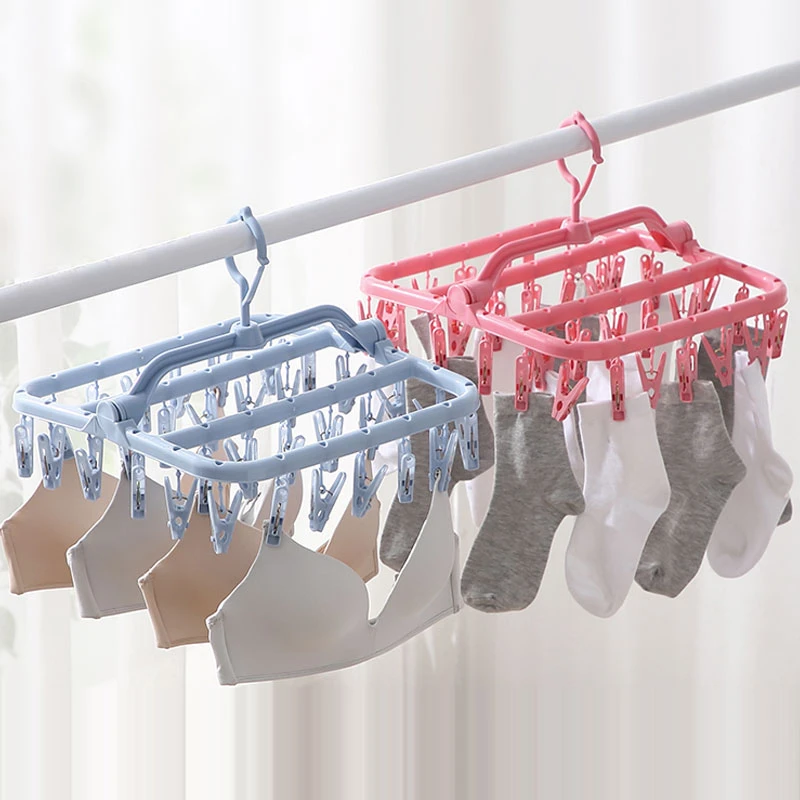 喜家家多夹子晾衣架可折叠学生宿舍阳台防风晾晒袜架袜子架多功能