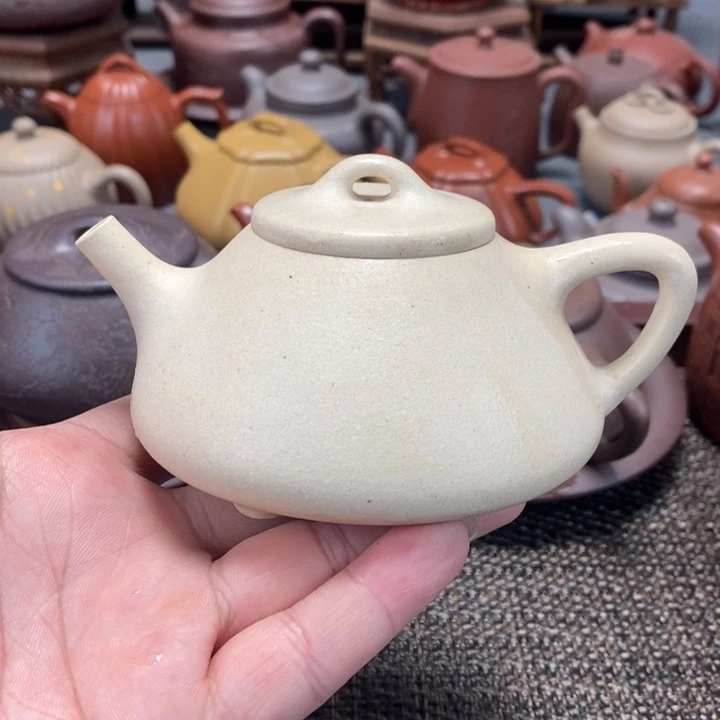 紫砂茶壶子冶石瓢160cc白段精工半手