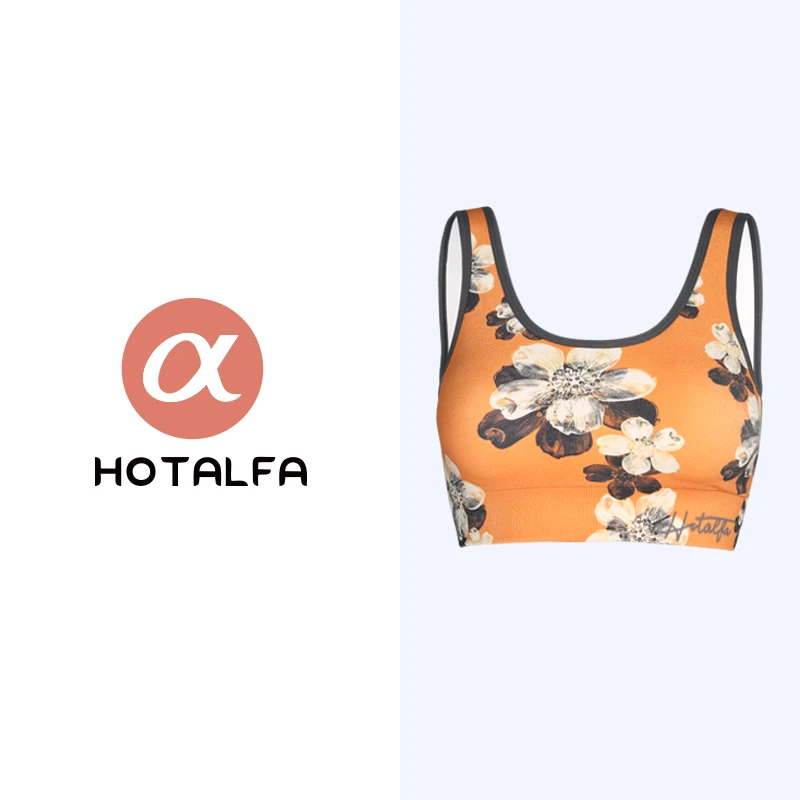 【绢花】爱马仕橙健身背心瑜伽服运动美背舒适防震文胸内衣带胸垫