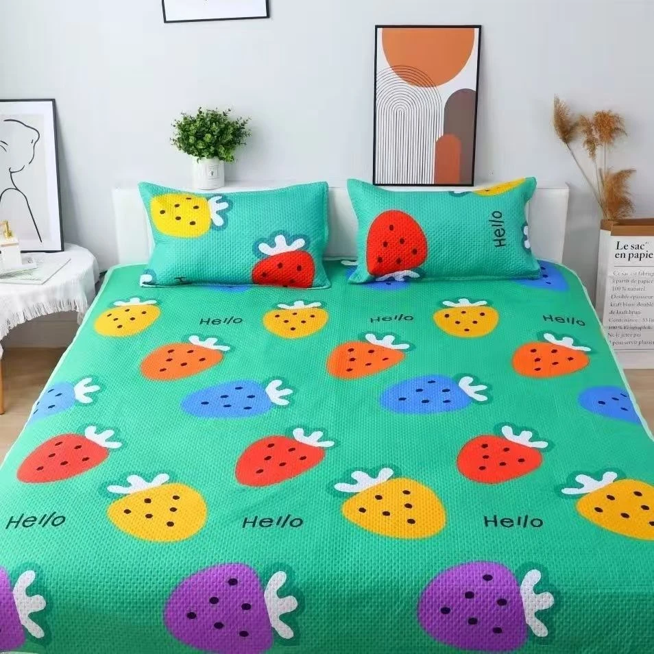 四季床盖大床印花亲肤多功能磨毛双面绗缝两用三层夹棉水晶绒