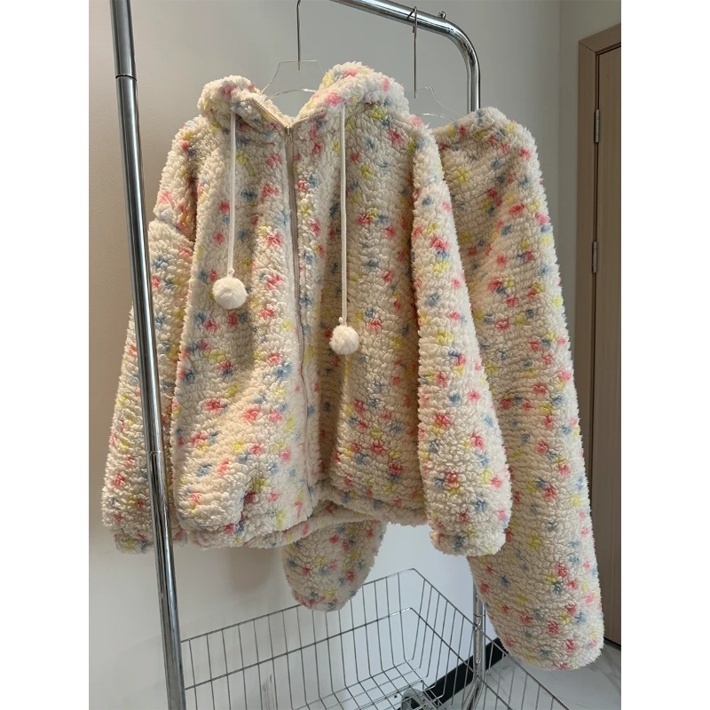 少女珊瑚绒睡衣女冬季加绒加厚2025新款连帽大码可外穿家居服套装