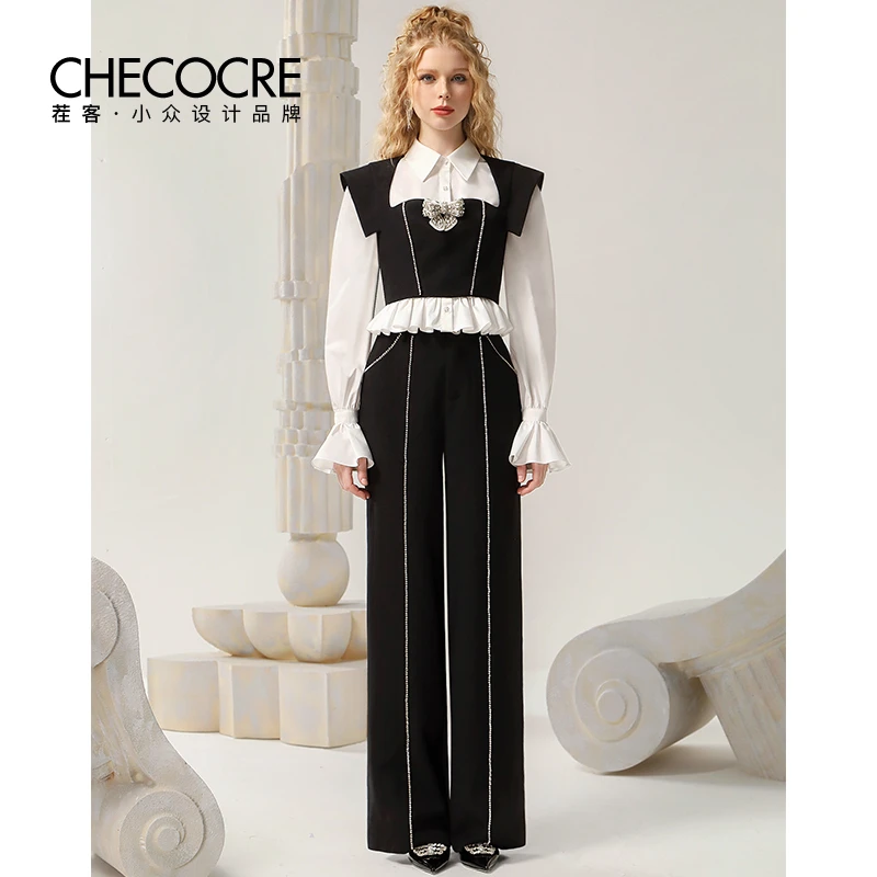 【夏天专属】茬客套装职场通勤衬衫马甲长裤三件套CM700468ABC