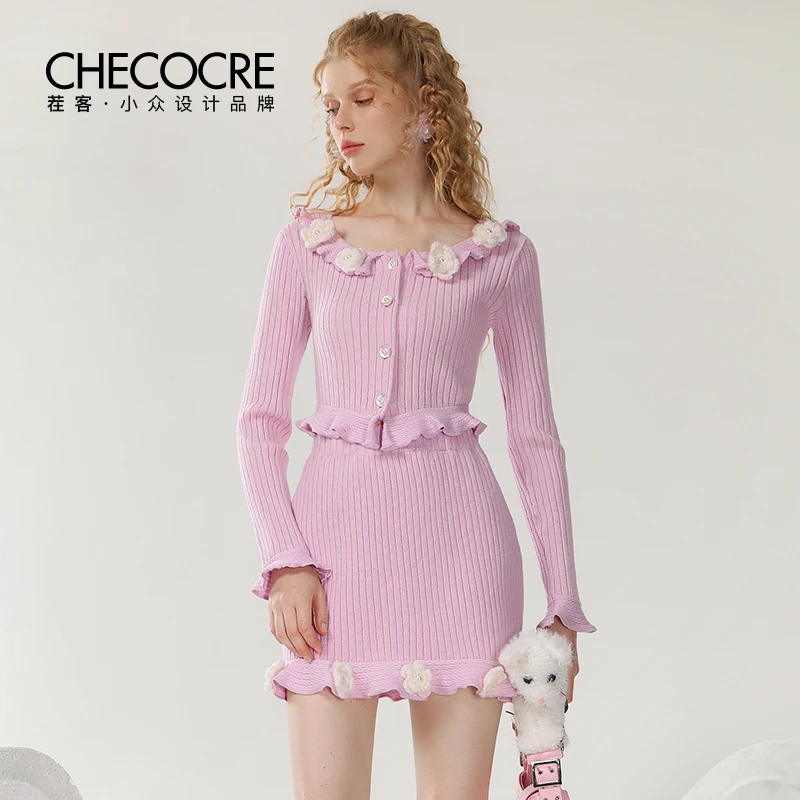 【老板娘夏天】茬客套装裙立体钩花撞色设计两件套CM700474AB