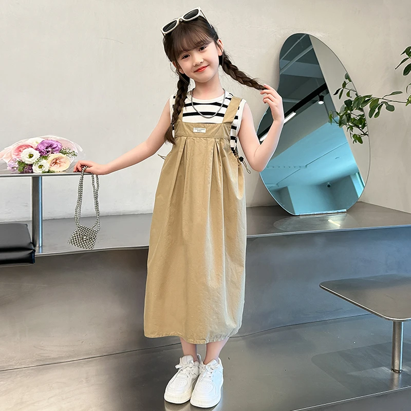 女童夏季连衣裙套装2024新款时髦背带裙两件套儿童韩版公主裙子潮